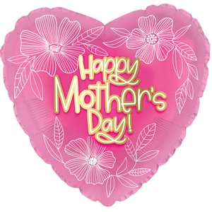9" Mini Mother's Day White Line Flowers AIR FILL ONLY Foil Balloons (5 PACK) #214110