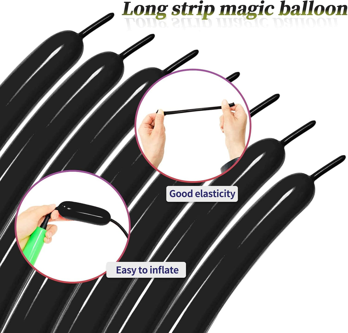 Premium Black 260Q Latex Balloons - 100 Pack for Twisting Animal Models, Ideal for Halloween, Christmas, Weddings, and Birthdays