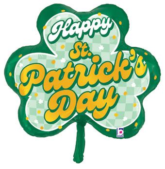 30" St. Patrick's Checkered Shamrock Helium Foil Balloon 1ct #25577