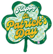 30" St. Patrick's Checkered Shamrock Helium Foil Balloon 1ct #25577