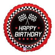 18" Happy Birthday Checkered Flag Helium Foil Balloons 1 ct. #26121