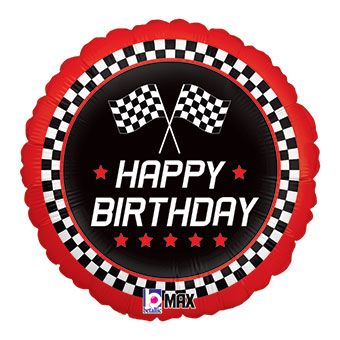 18" Happy Birthday Checkered Flag Helium Foil Balloons 1ct #26121