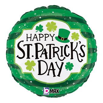 18" Happy St. Patricks Day Stripes Helium Foil Balloon (1 PACK) #26246
