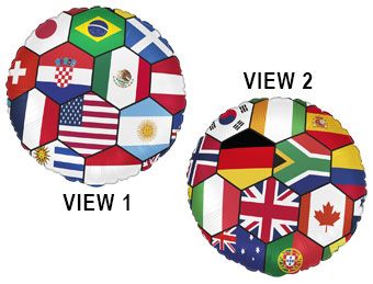 18" World Cup Flags Soccer Ball Helium Foil Balloon (5 PACK) #26726