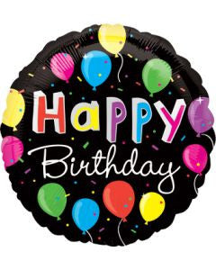 18" Happy Birthday Balloons With Black Helium Foil Balloons (5Pack) #27872