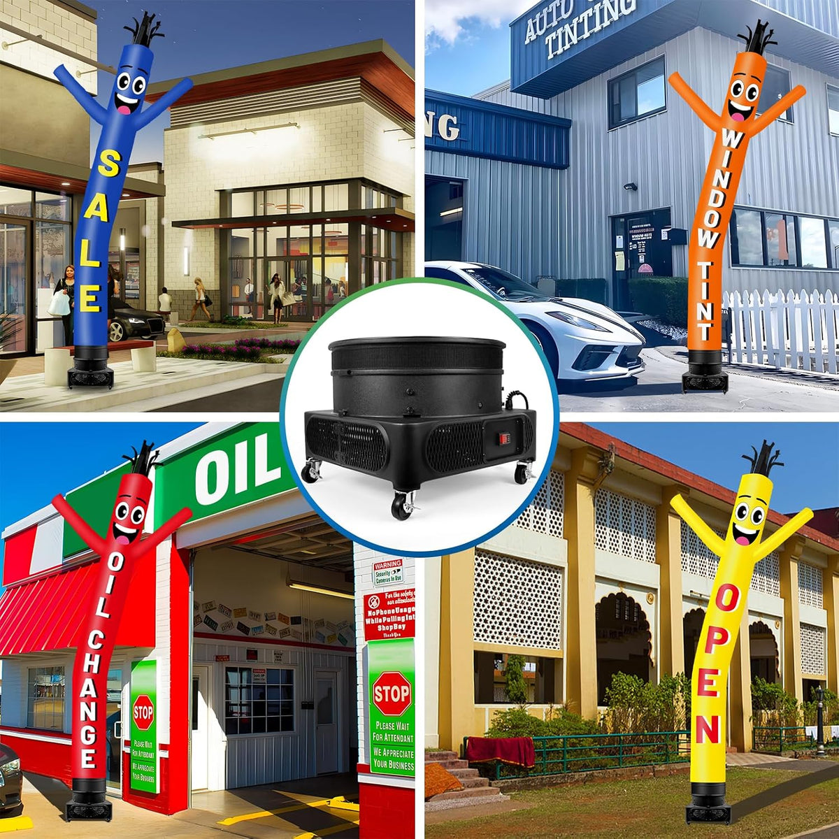 1 HP Wacky Waving Inflatable Tube Guy Air Blower, 750W Inflatable Tube Man Blower Fan, Fits 18" Diameter Inflatable Dancer