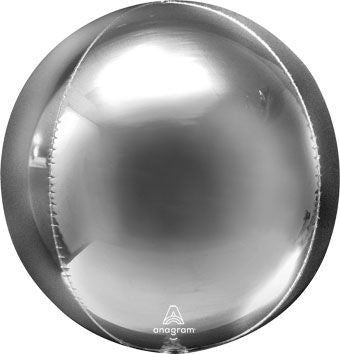 15" ORBZ Shiny Silver Spherical Round Balloon (3 Pack) #28201