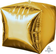 16" Cubez Shiny Gold Chrome 3D Cubic Balloon (3 Pack) #28336