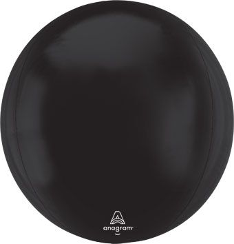 16" ORBZ Shiny Black Spherical Round Balloon (3 Pack) #28343