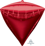 17" Diamondz Red 3D Shape Foil Balloon (3 Pack) #28344