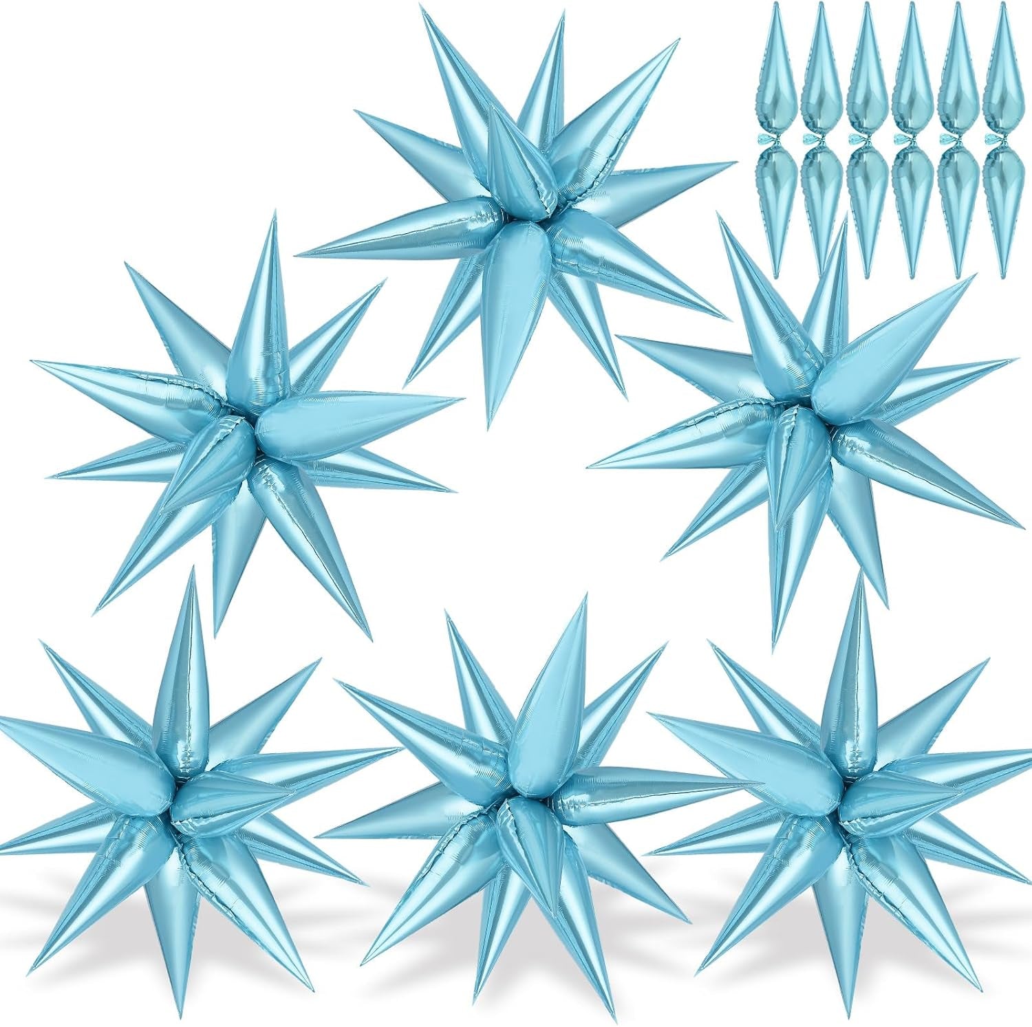74 PCS Silver Star Balloons, 12 Point Star Foil Mylar Balloons Spike Explosion Cone Balloon for Party Decorations Supplies, Birthday, Wedding, Baby Shower, Graduation Balloon 2025