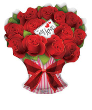 28" I LOVE YOU Roses Bouquet Shape Helium Foil  Balloon 1ct #19388-28