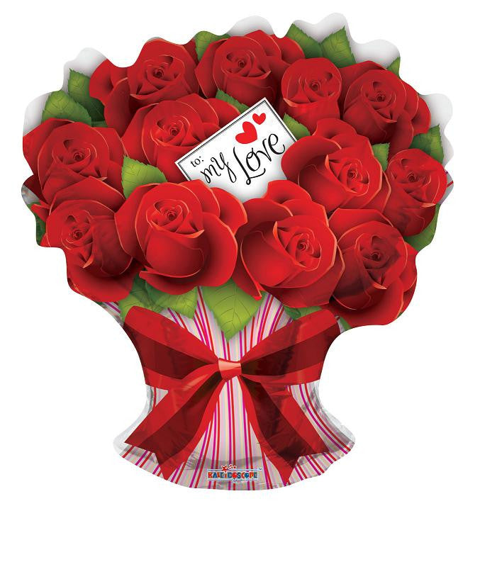 28" I LOVE YOU Roses Bouquet Shape Helium Foil  Balloon 1ct #19388-28