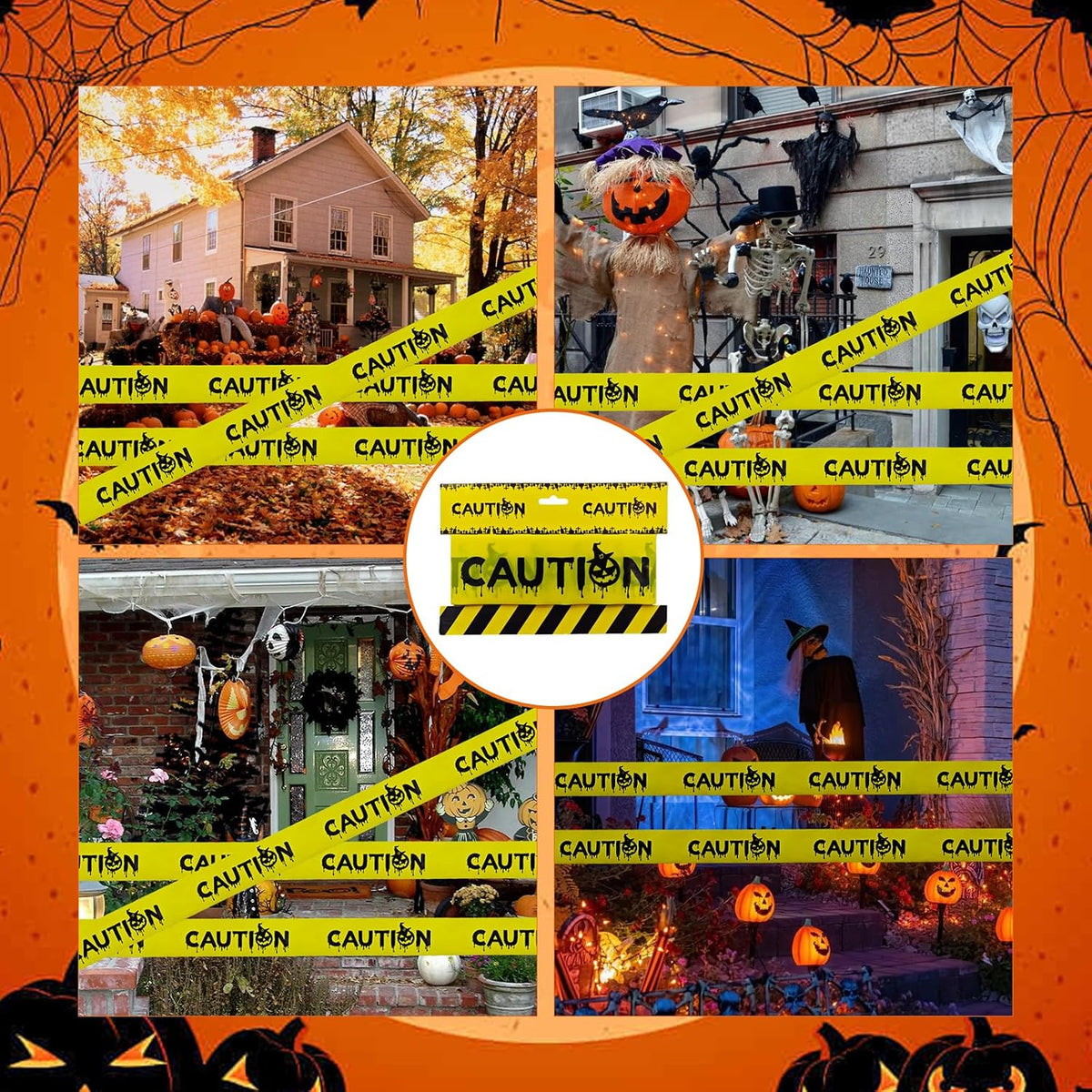 Halloween Decorations Caution Tape,Yellow&Black Caution Hazard Warning Tapes Roll Scary Zombie Safety Indoor&Outdoor Crime Scene DIY Barricade-Party/Door/Tree/Yard/Danger Area/Haunted Houses-3In*82Ft