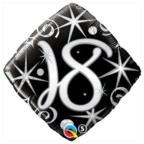 18" 18th Birthday Elegant Sparkles Diamond Shape Helium Foil Balloon 1pk #29991