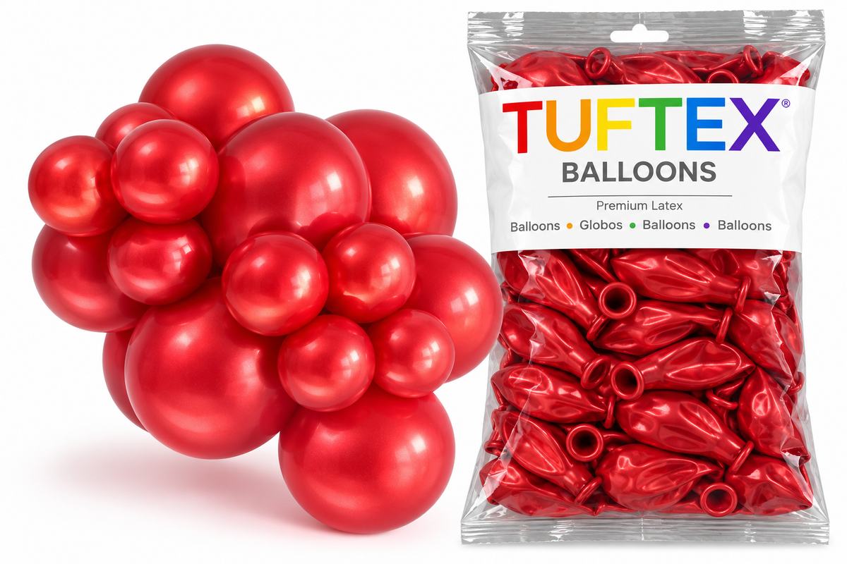 11" TUFTEX Metallic Starfire Red Balloons 100ct Bag #10053