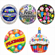 18" Spanish Birthday Feliz Cumpleanos! Helium Foil Balloons Bulk 100 Pack #bdaybulkSP