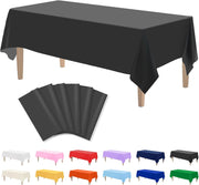 6PCS Black Plastic Tablecloths 54 X 108 Inch, Disposable Table Cloths Rectangle Party Table Covers