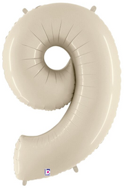 *** Special*** 36" Sempertex White Sand Number # 9 Satin Foil Balloon #15849