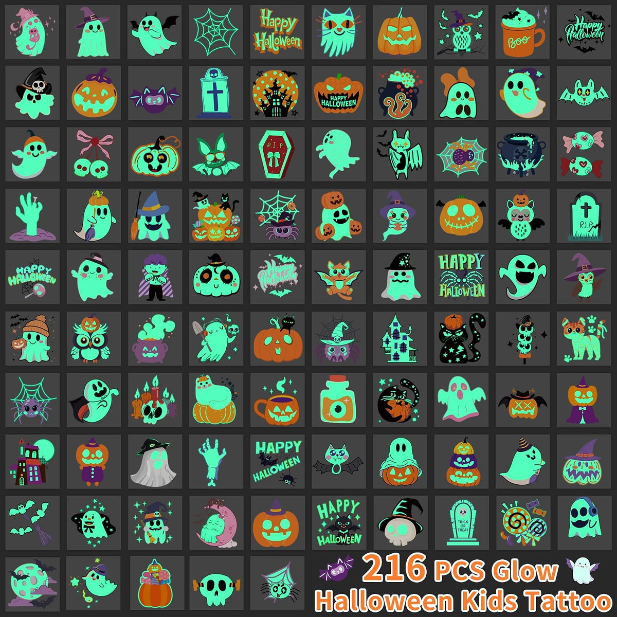 216 PCS Halloween Tattoos for Kids Halloween Party Favors Bulk