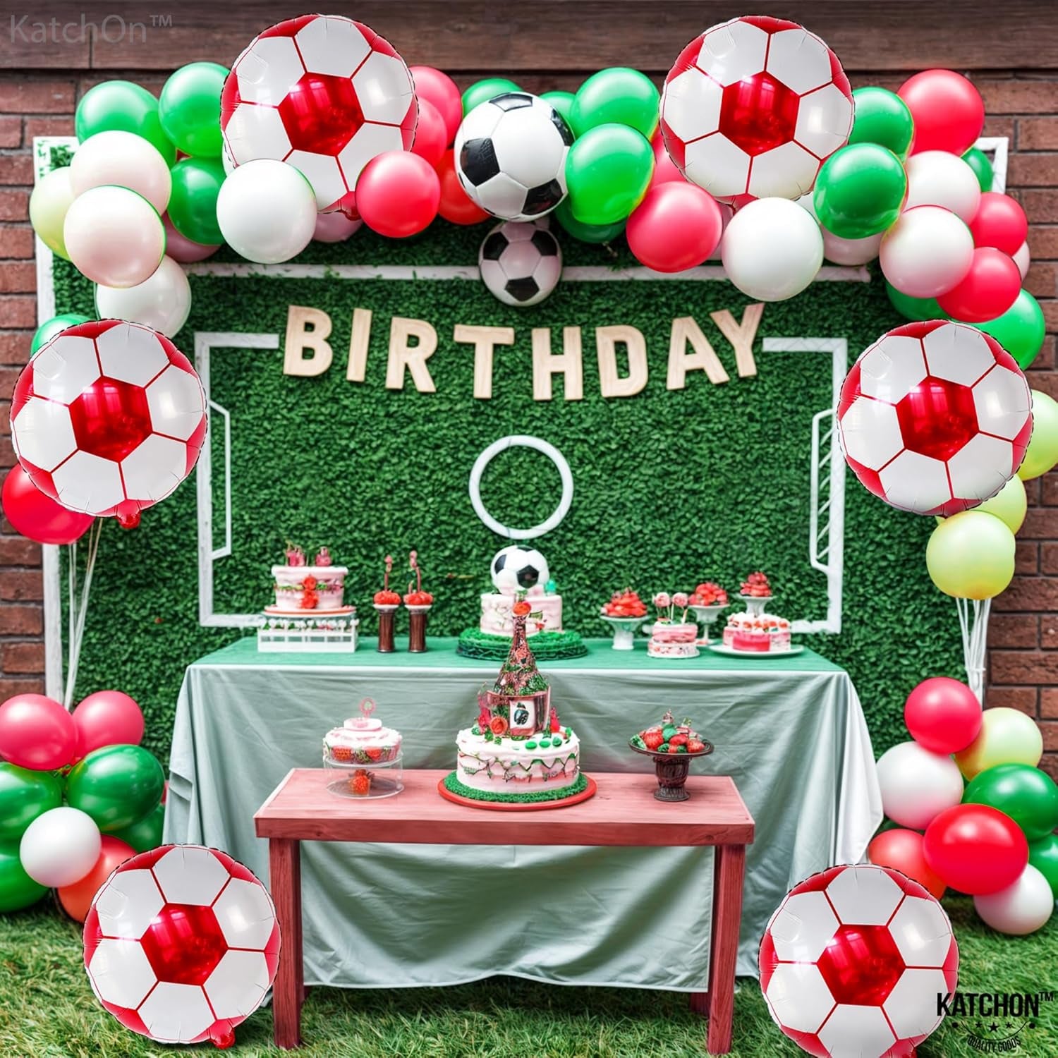 , Red Soccer Balloons -18 Inch, Pack of 6 | Soccer Birthday Party Decorations, Sports Themed Party Decorations | Soccer Decorations for Party with Red and White Balloons