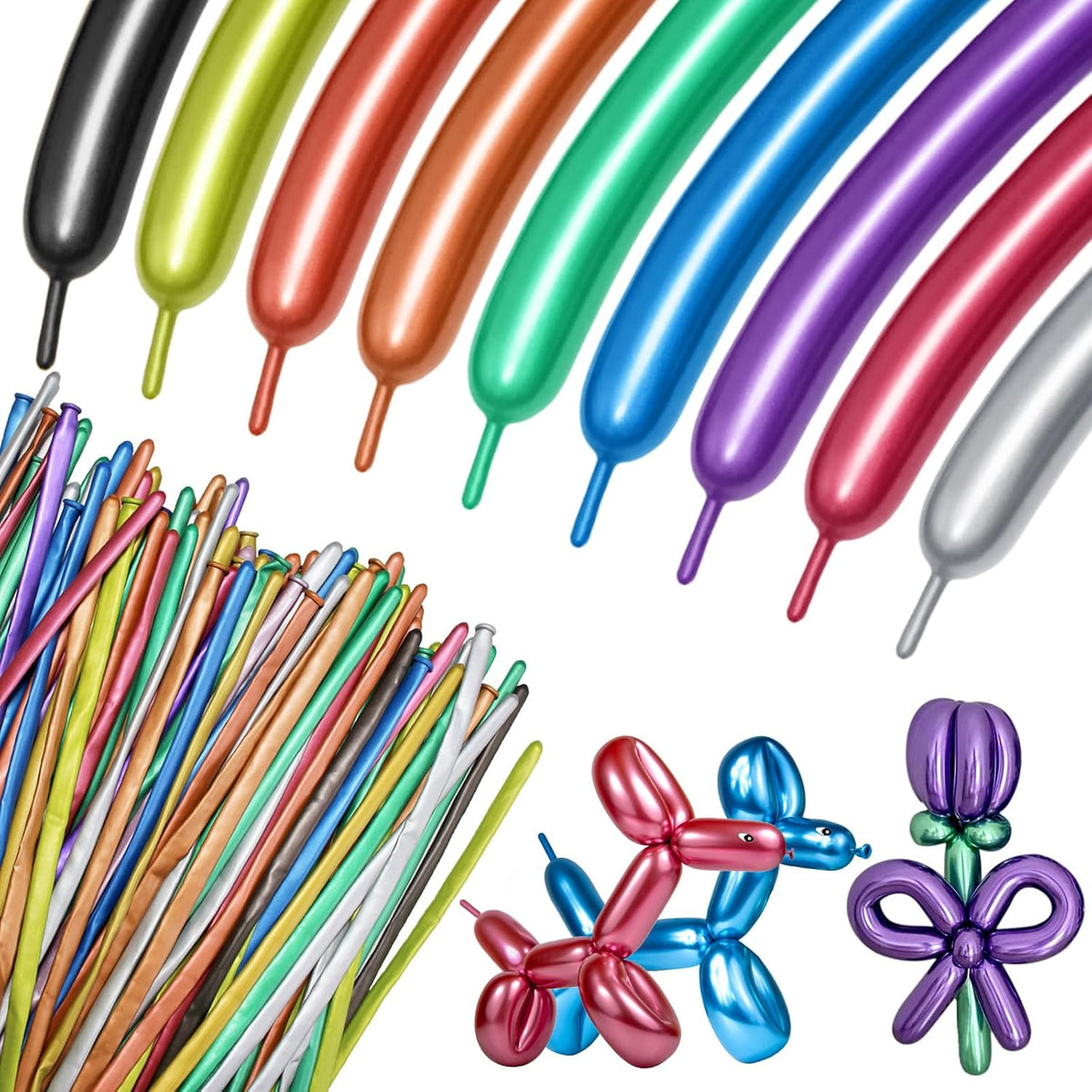Premium Black 260Q Latex Balloons - 100 Pack for Twisting Animal Models, Ideal for Halloween, Christmas, Weddings, and Birthdays