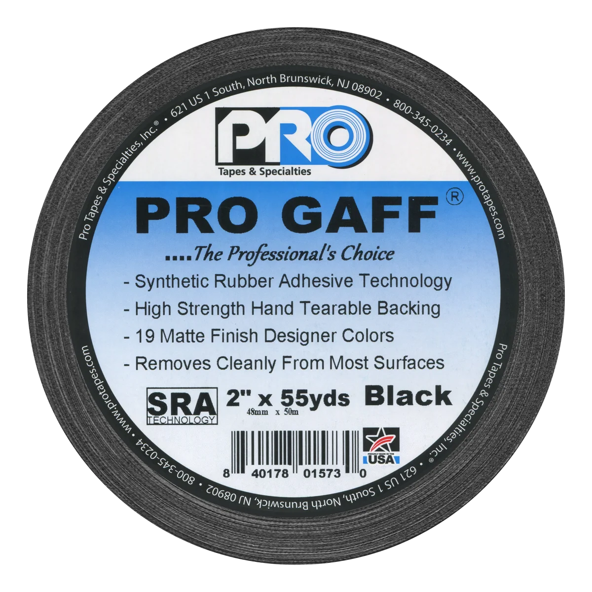 Pro Gaff® Premium Professional Grade Gaffer Tape Black 2" X 55YDS