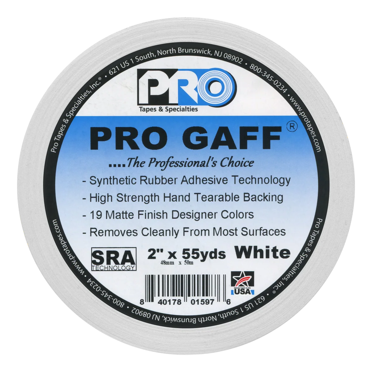 Pro Gaff® Premium Professional Grade Gaffer Tape White 2" X 55YDS