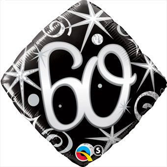 18" 60th Birthday Elegant Sparkles Diamond Shape Helium Foil Balloon 1pk #30030