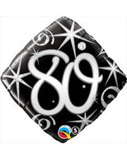 18" 80th Birthday Elegant Sparkles Diamond Shape Helium Foil Balloon 1pk #30285
