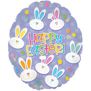 18" Happy Easter Bunny Faces Egg Shape Helium Foil Balloon (5 PACK) #314010