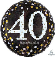 18" 40th Sparkling Birthday Helium Foil Balloons #32130 1ct