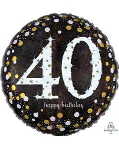 18" 40th Sparkling Birthday Helium Foil Balloons #32130, 1ct.