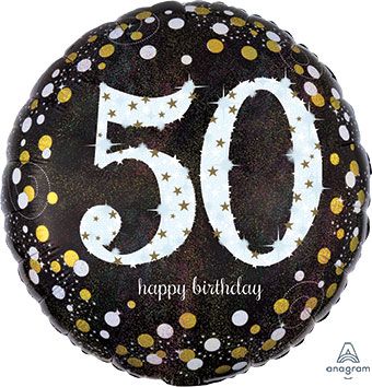 18" 50th Birthday Balloons Sparkling 1 per pack #32131
