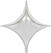 30" Deco Star 4 Point Silver Foil Balloons 1 per pack #32212