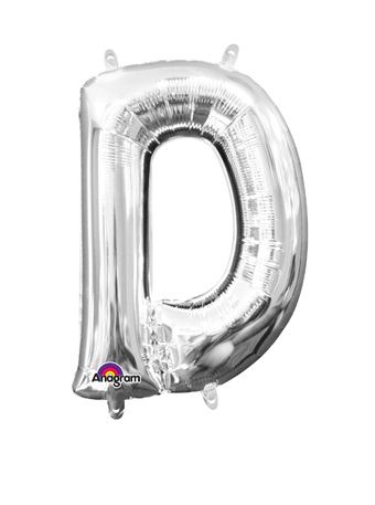 16" Mini Silver Letter D Balloon Self Sealing #33017