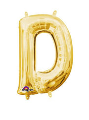 16" Mini Gold Letter D Balloon Self Sealing #33018