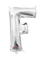 16" Mini Silver Letter F Balloon Self Sealing #33021