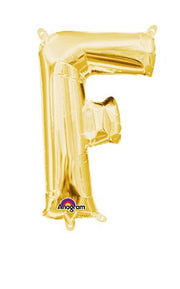 16" Mini Gold Letter F Balloon Self Sealing #33022