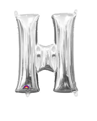 16" Mini Silver Letter H Balloon Self Sealing #33026
