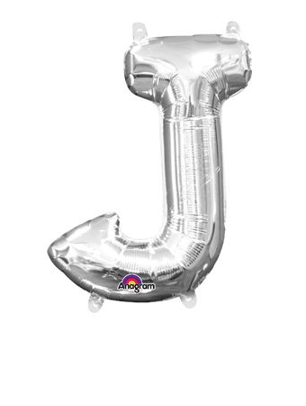 16" Mini Silver Letter J Balloon Self Sealing #33030
