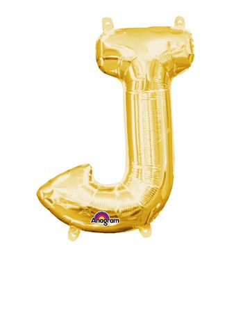 16" Mini Gold Letter J Balloon Self Sealing #33031