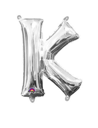 16" Mini Silver Letter K Balloon Self Sealing #33032