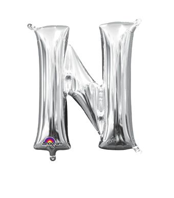 16" Mini Silver Letter N Balloon Self Sealing #33038