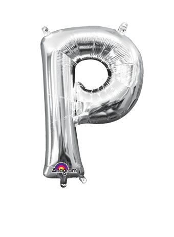 16" Mini Silver Letter P Balloon Self Sealing #33042