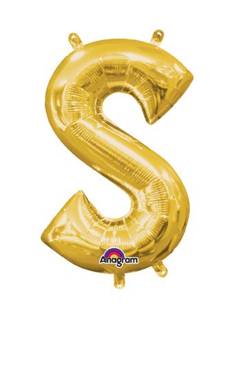 16" Mini Gold Letter S Balloon Self Sealing #33049