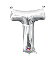 16" Mini Silver Letter T Balloon Self Sealing #33050