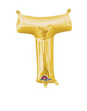 16" Mini Gold Letter T Balloon Self Sealing #33051
