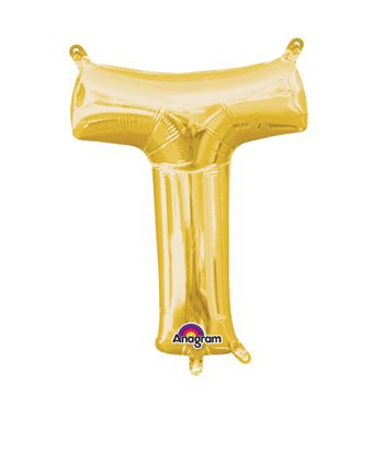 16" Mini Gold Letter T Balloon Self Sealing #33051