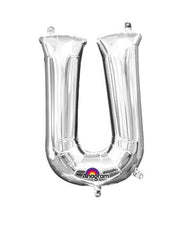16" Mini Silver Letter U Balloon Self Sealing #33052